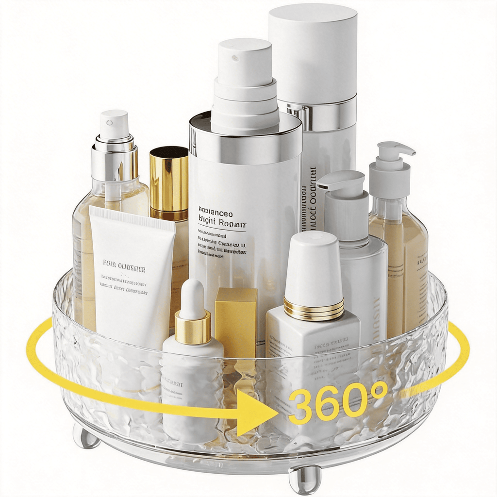 9" Rotating Perfume Organizer, Crystal Makeup Organizer & Skincare Vanity Tray, 360° Lazy Susan Bathroom Storage for ...