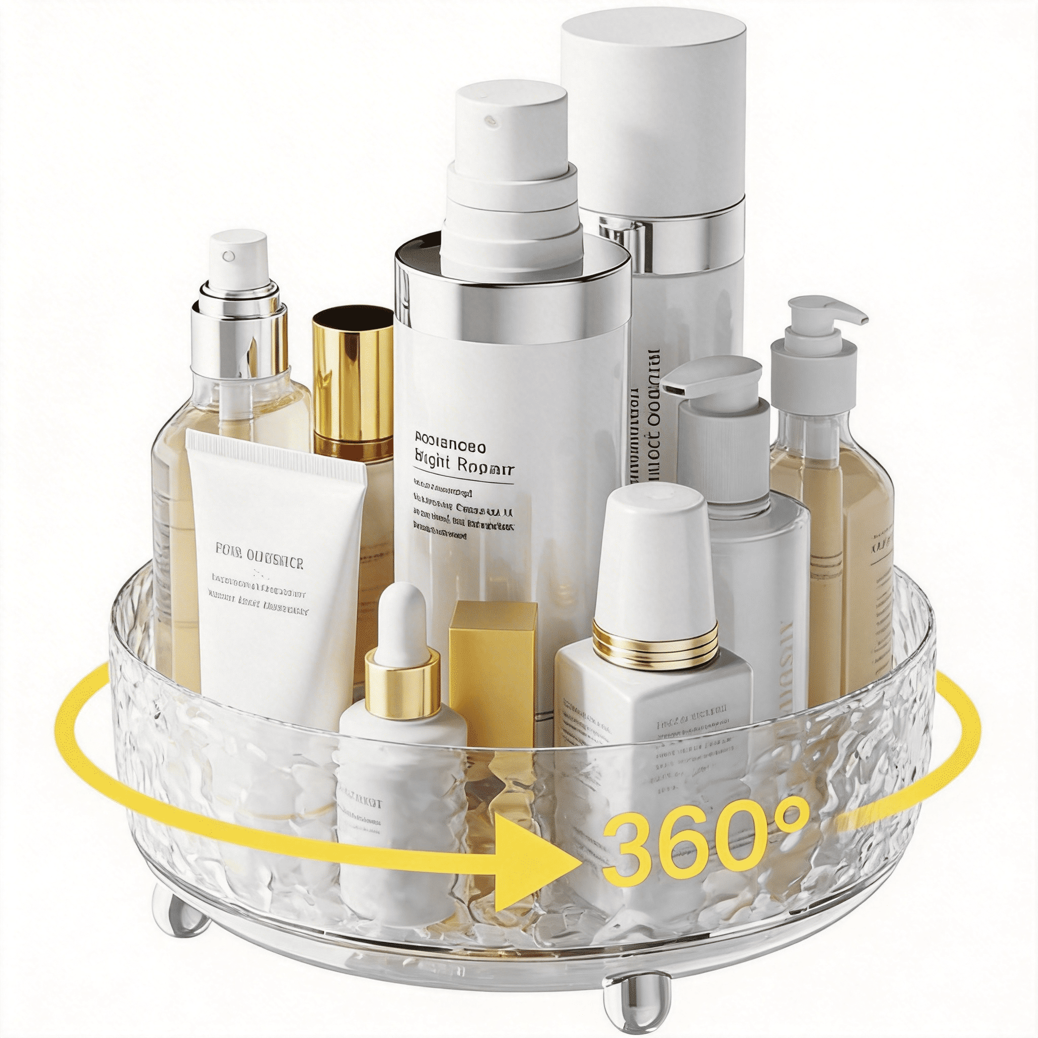 9" Rotating Perfume Organizer, Crystal Makeup Organizer & Skincare Vanity Tray, 360° Lazy Susan Bathroom Storage for ...