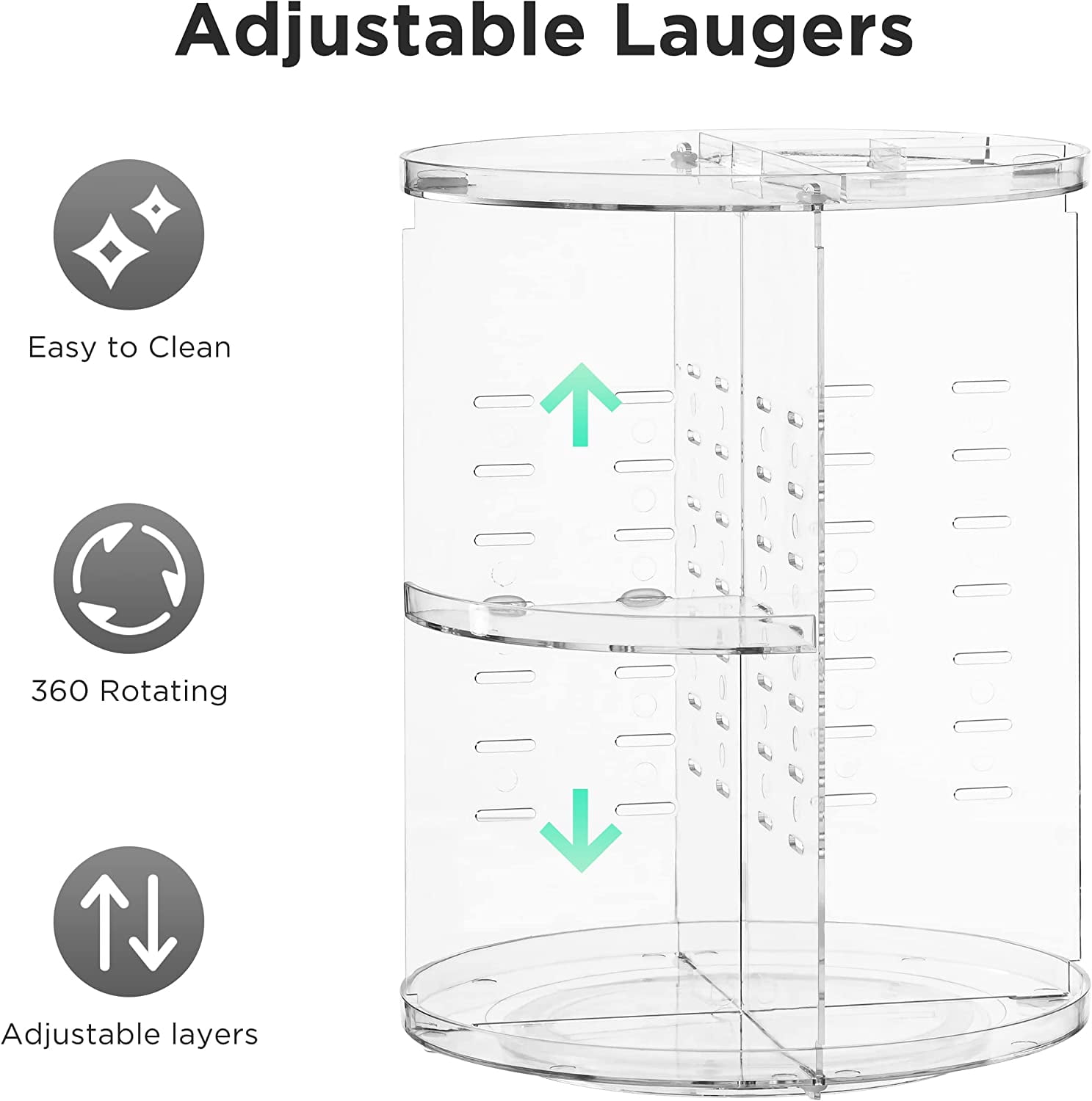 360 Rotating Makeup Organizer Adjustable Carousel Large Capacity Revolving Perfume Organizer Skincare Organizers Cosm... - Image 5