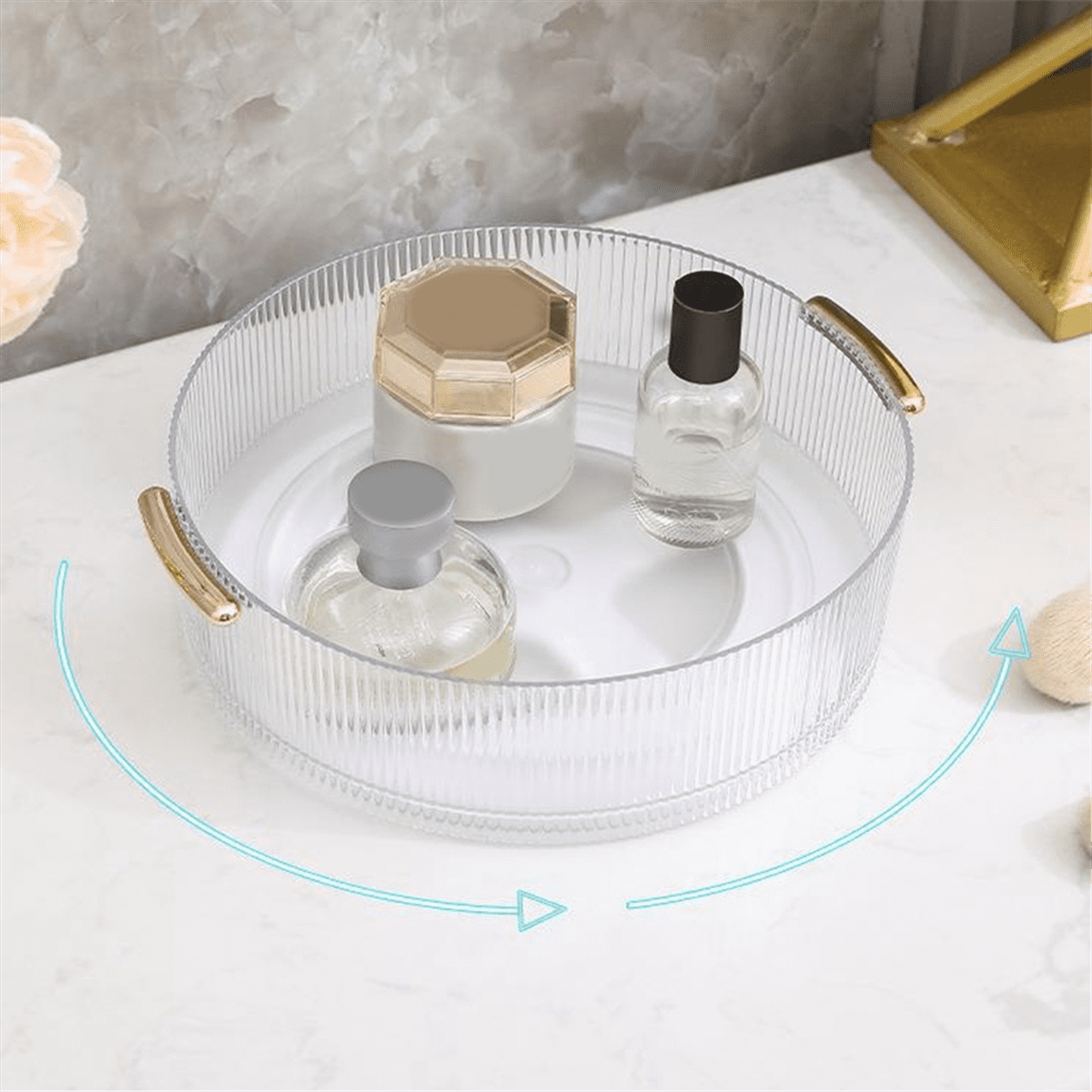 360 Rotating Makeup Organizer for Vanity,Revolving Perfume Skincare Organizers, Bathroom Countertop-A - Image 3