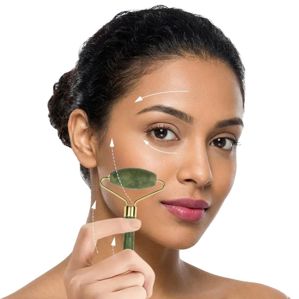 Jade Roller and Gua Sha Set of 3,3 in 1 Face Ice Jade Roller and Gua Sha Tool, Natural Jade Anti-Wrinkle Face Eye Neck Massager Tool, Reduce - Image 4
