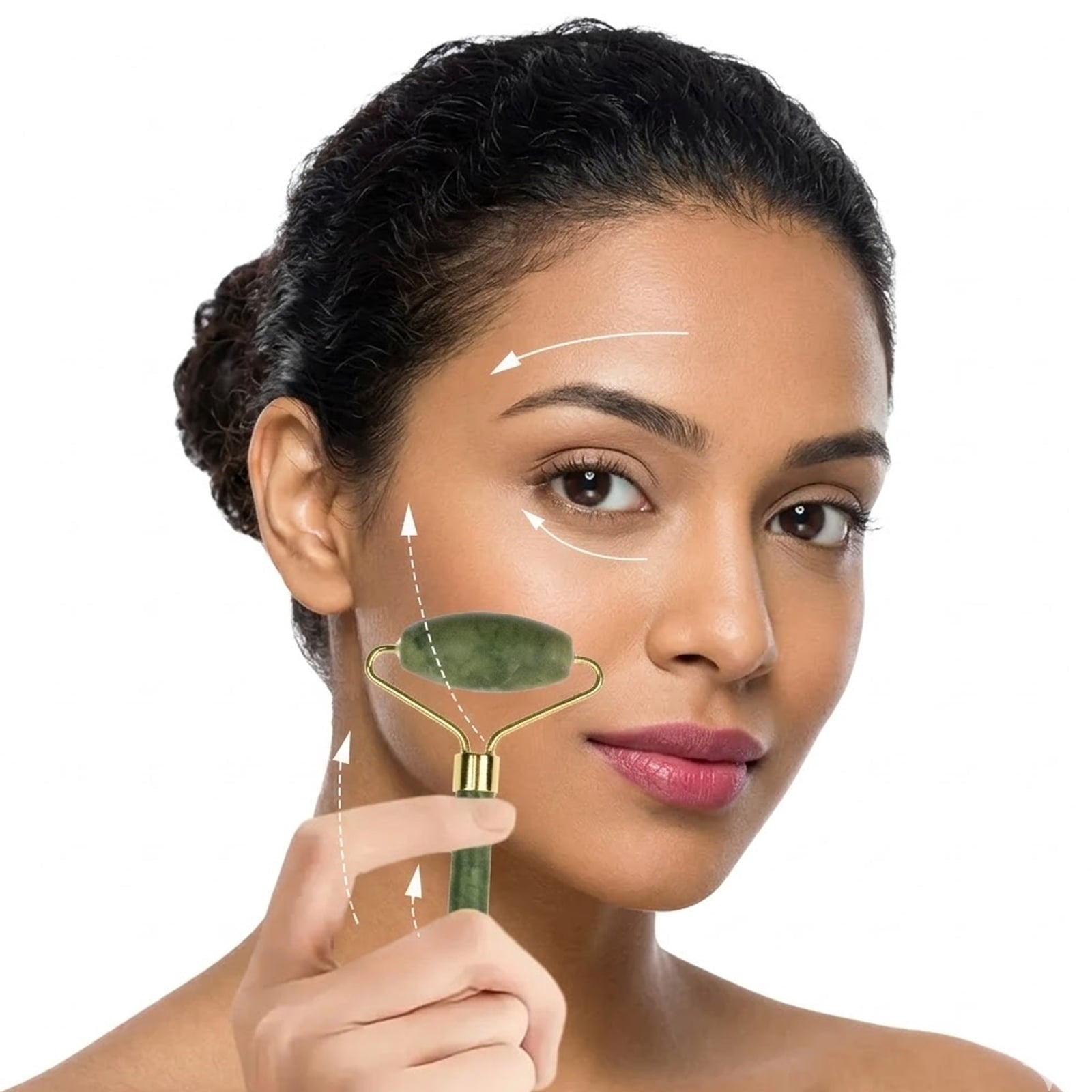 Jade Roller and Gua Sha Set of 3,3 in 1 Face Ice Jade Roller and Gua Sha Tool, Natural Jade Anti-Wrinkle Face Eye Neck Massager Tool, Reduce - Image 4
