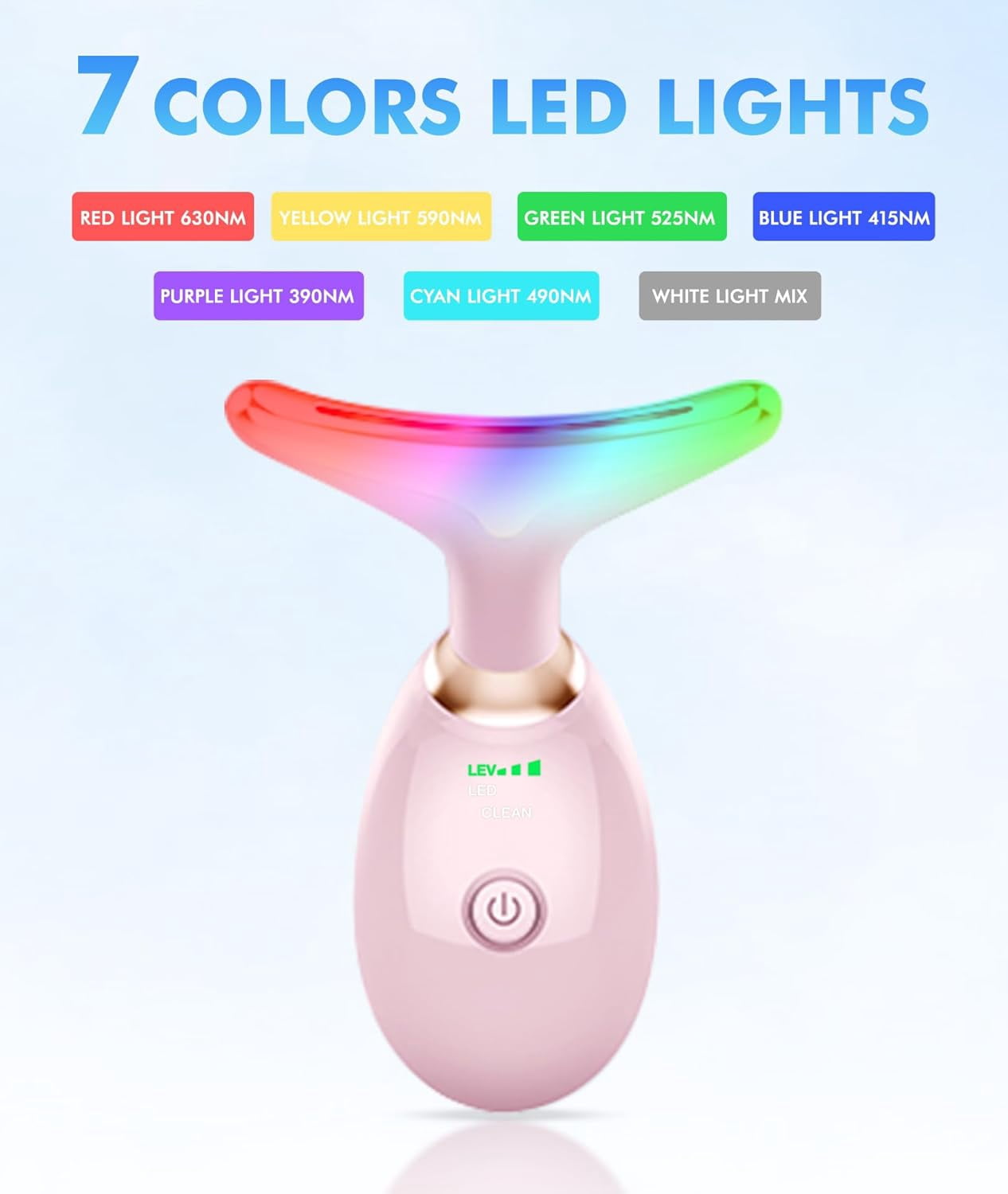 Red-Light-Therapy-for-Face-and-Neck, 7 Color Face Massager Tool for Wrinkles, Double Chin, Vibrating Facial Massager ... - Image 3