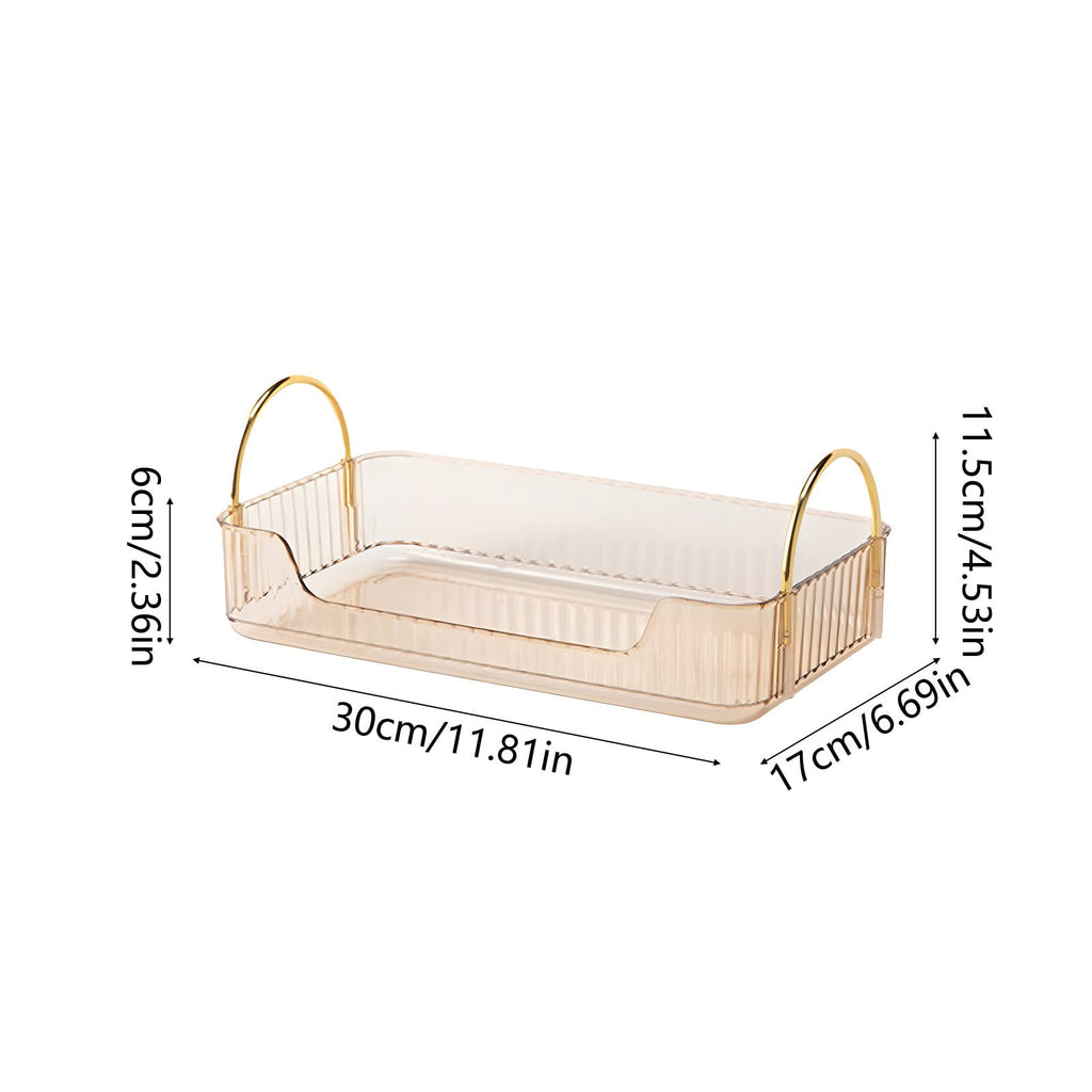 Clear Vanity Organizer, Countertop Makeup Storage Box with Ribbon Handles, Bathroom Sink Organizer for Skincare Cosme... - Image 3