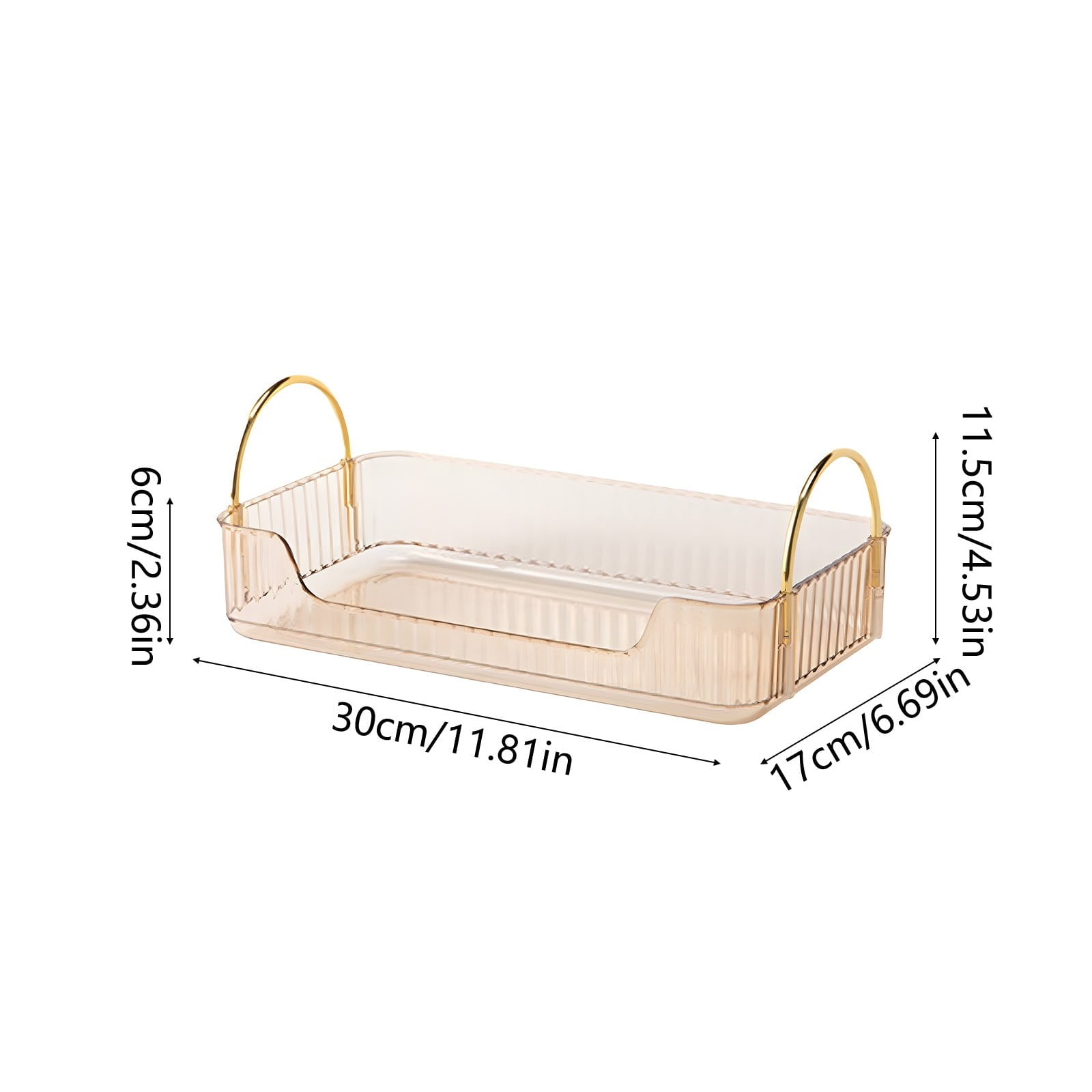 Bathroom Organizer Countertop, Vanity Tray for Skincare Makeup, Counter Organizer, Transparent Ribbon Handle Storage Rack, for Cosmetics, To - Image 3