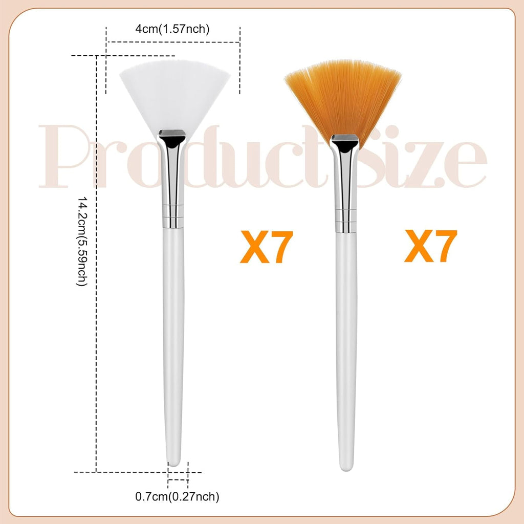 14 Pcs Fan Brushes For Facial, Soft Makeup Brushes Esthetician Makeup Cosmetic Multi Use, Mask Acid Applicator Esthet... - Image 2