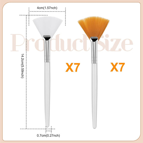14 Pcs Fan Brushes For Facial, Soft Makeup Brushes Esthetician Makeup Cosmetic Multi Use, Mask Acid Applicator Esthet... - Image 2