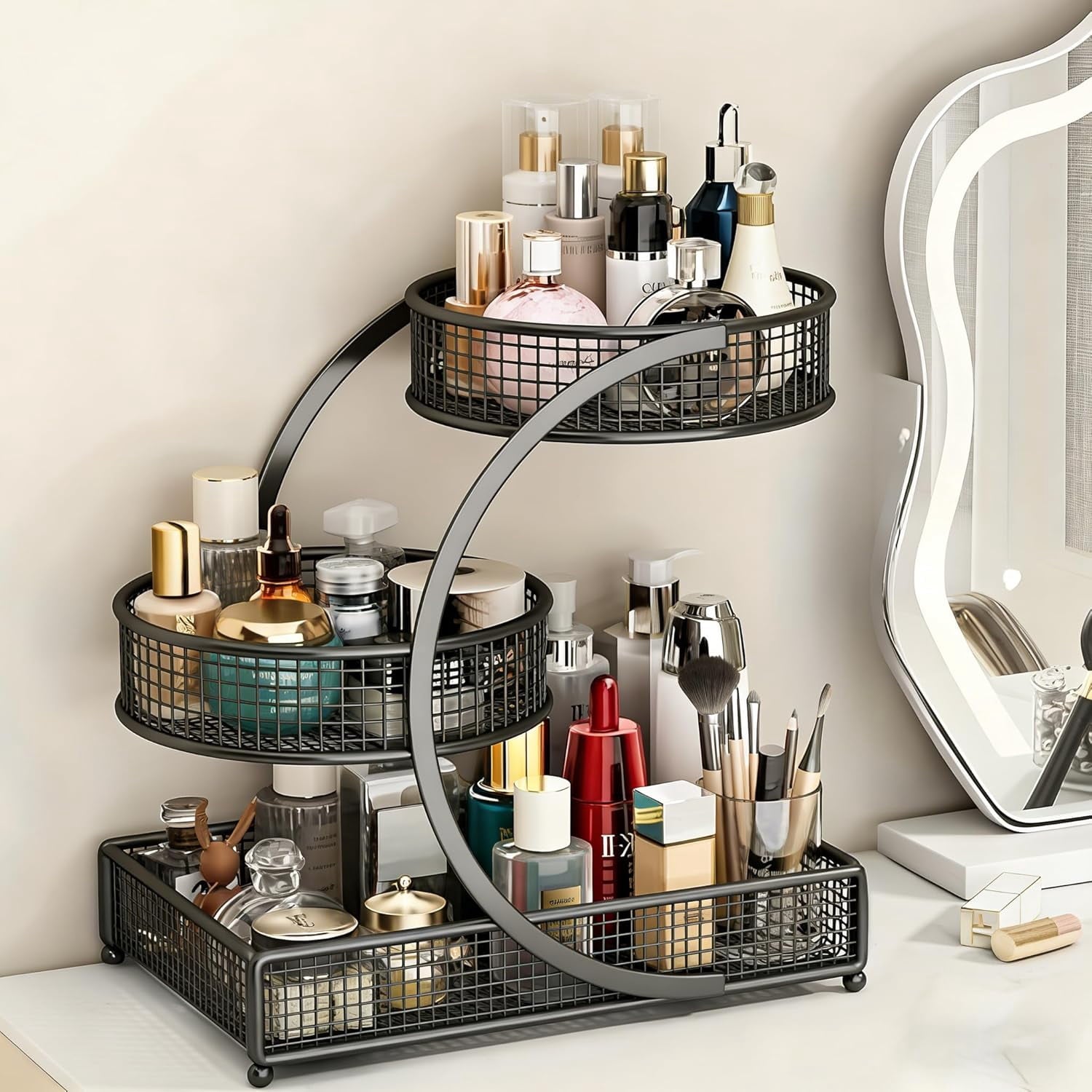 Dresser Shelf Organizer, Instant Makeup & Skincare Storage for Vanity, Bathroom,  Multi-Tier Cosmetic Holder with No Assembly Needed - Image 2