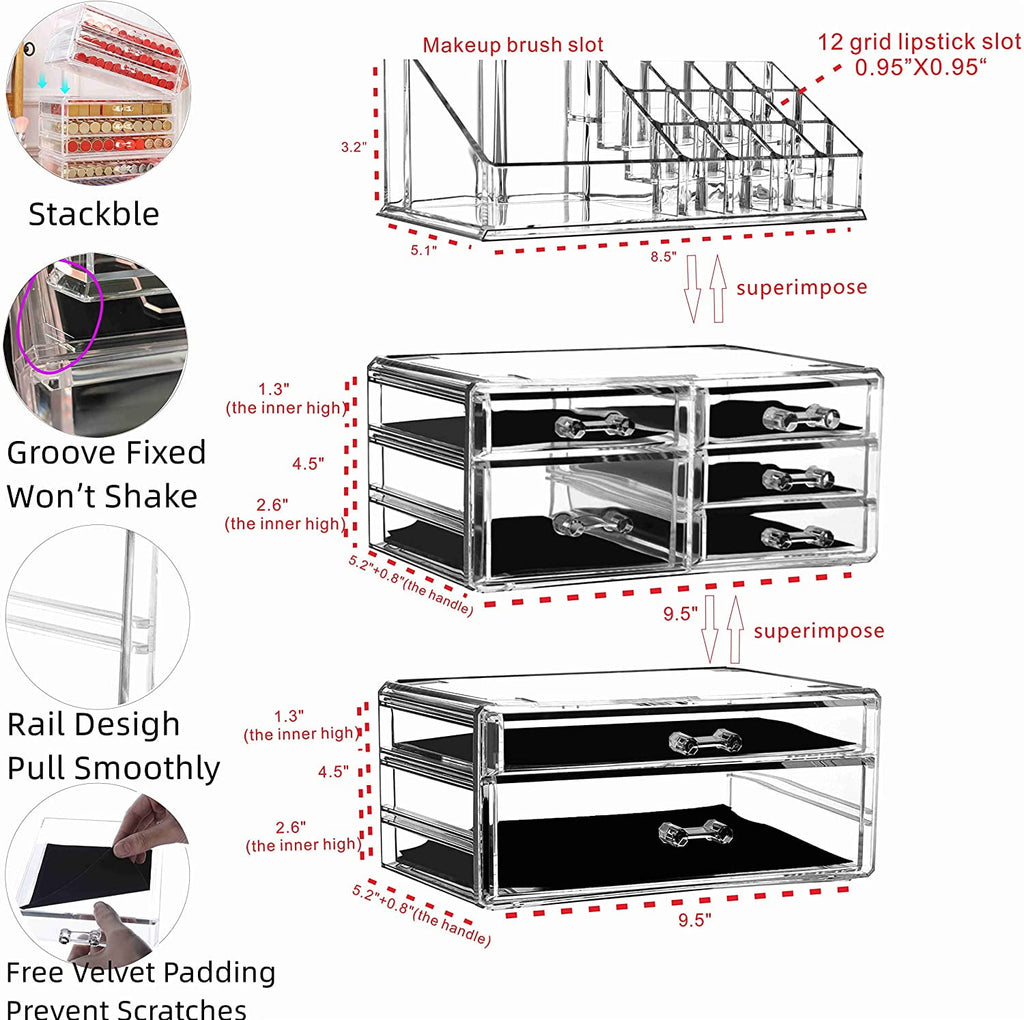 Clear Make Up Organizer Countertop,Small 4 Drawers Cosmetic Storage,Cute Vanity Skincare Organizers for Jewelry,Lipst... - Image 3