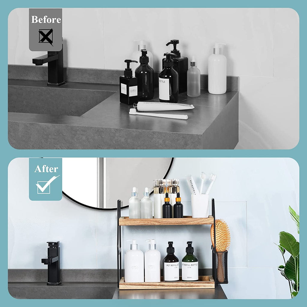 Bathroom Counter Organizer, Wood Tray for Skincare Vanity Organizer - Image 5