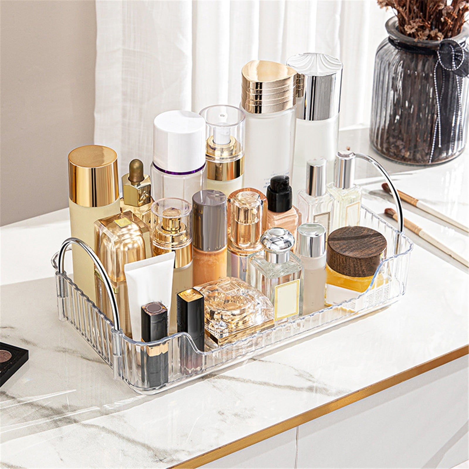 Bathroom Organizer Countertop, Vanity Tray for Skincare Makeup, Counter Organizer for Cosmetics, Toiletries, Lotions,... - Image 4