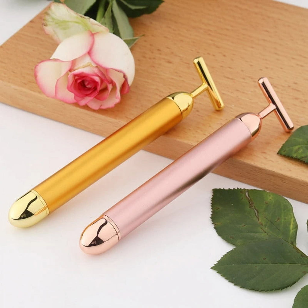 24K Gold T Beauty Roller Energy Roller Electric Face-lifting Facial Massage Beauty Tools Waterproof Vibrating Face Ca... - Image 5