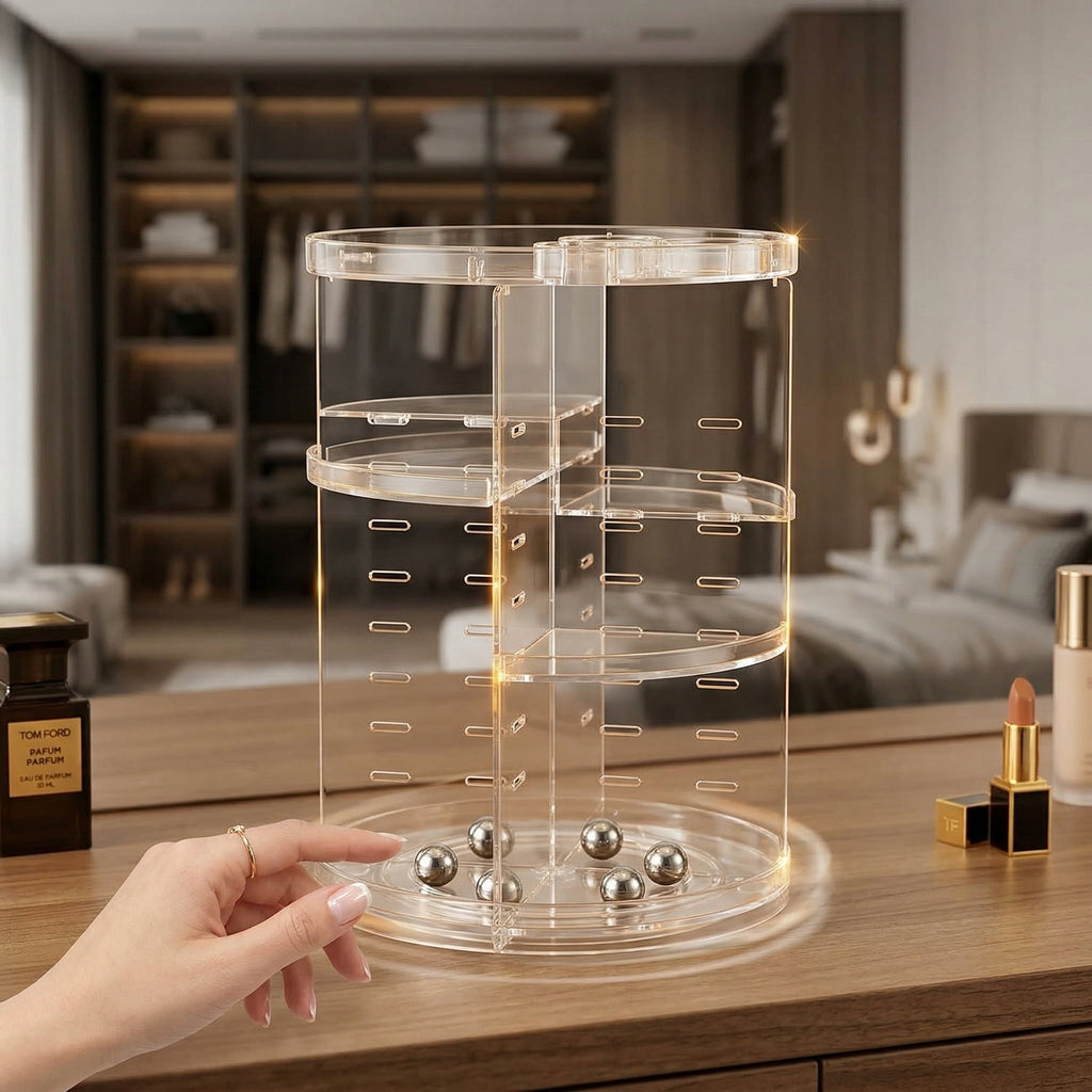 8 Adjustable Layers Spinning Skincare , Cosmetic Display Case with Brush Holder Perfume Tray, Multi-Function Storage ... - Image 4