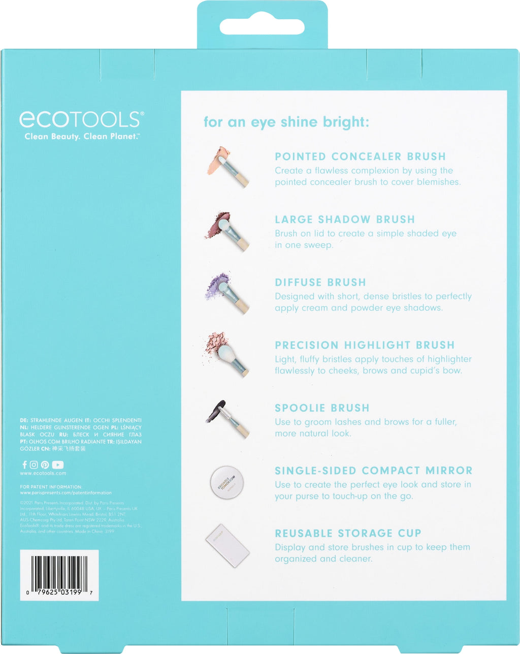 EcoTools Limited Edition Eye Shine Bright Makeup Brush Kit, 7 Piece Gift Set - Image 3