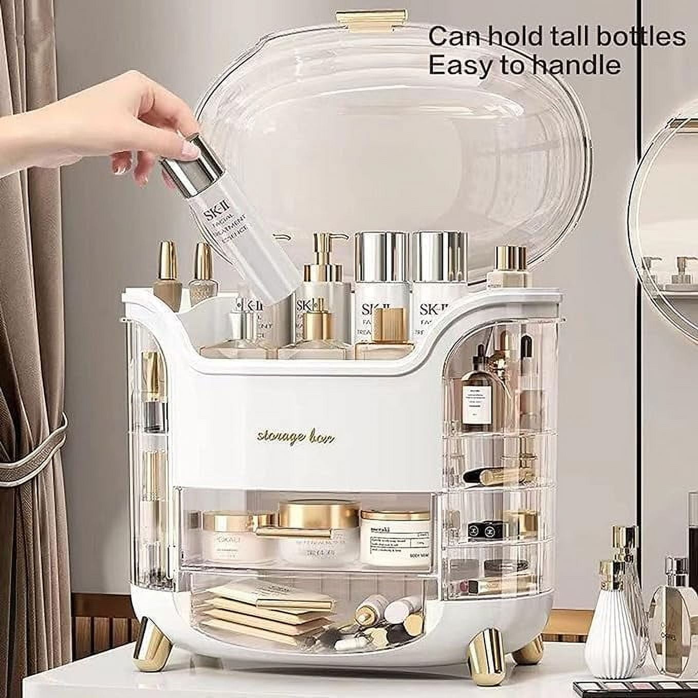 Makeup bag Storage Box, Countertop Portable Vanity Cosmetics MAKE UP bathroom organizers and Storage, Cosmetics Organ... - Image 5