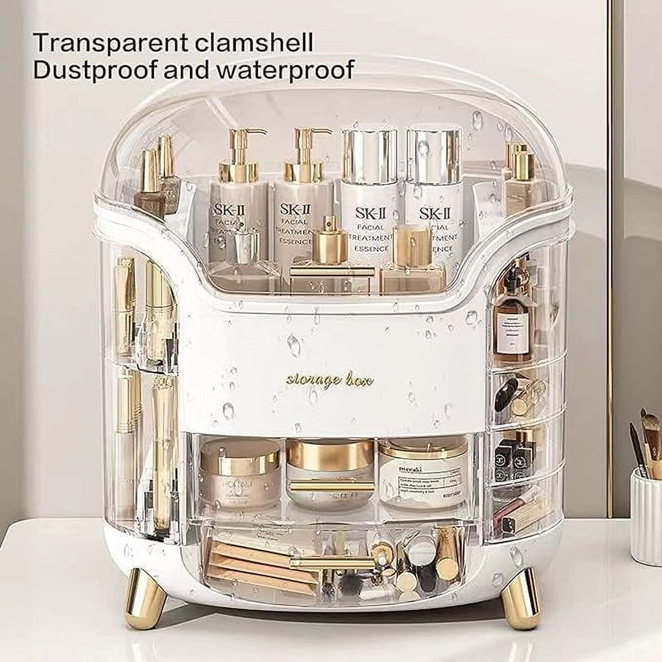 Makeup bag Storage Box, Countertop Portable Vanity Cosmetics MAKE UP bathroom organizers and Storage, Cosmetics Organ... - Image 2
