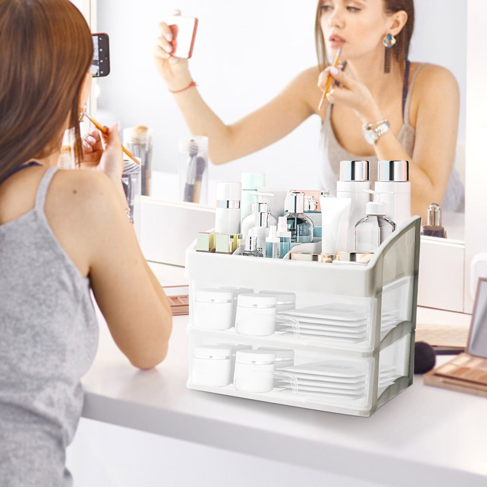 Makeup Organizer for Vanity Cosmetic Display Cases Large Capacity Bathroom Countertop Plastic Storage for Skin Care P... - Image 6
