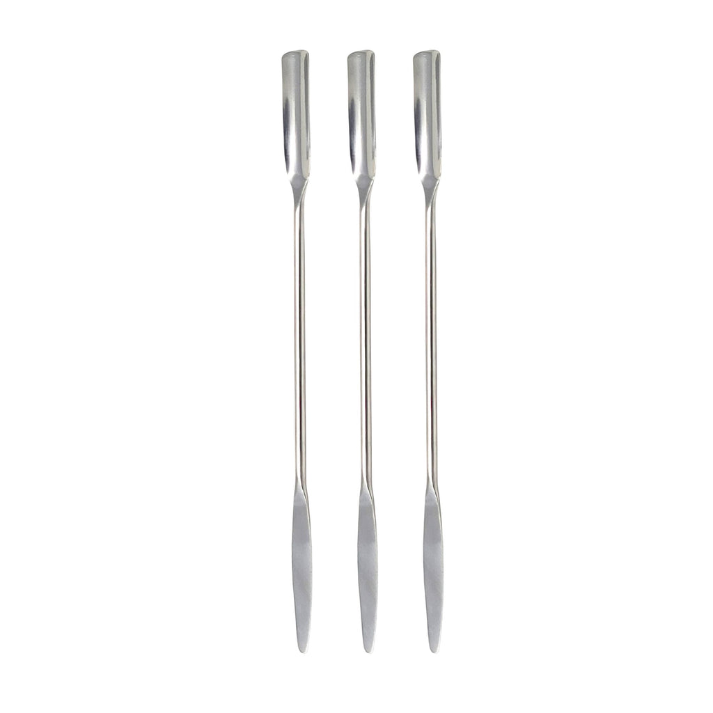 Pro Stainless Steel Cosmetic Makeup Spatulas & Stirring Rod Tools | Set of 3 - Tapered/Scoop 7 "