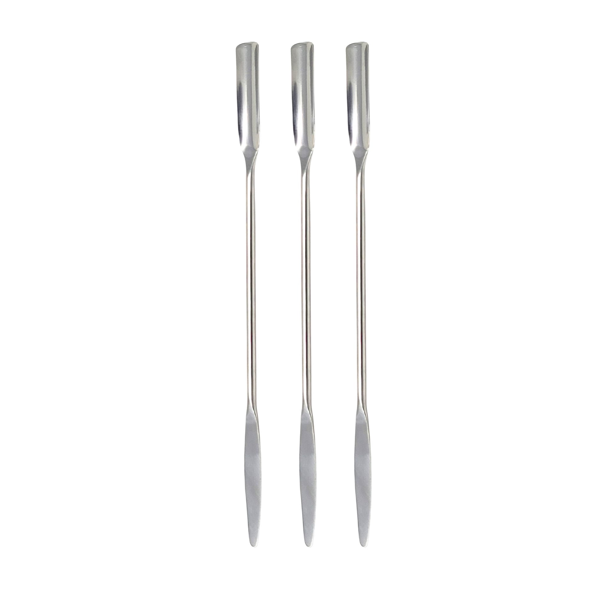 Pro Stainless Steel Cosmetic Makeup Spatulas & Stirring Rod Tools | Set of 3 - Tapered/Scoop 7 "