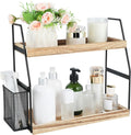 Bathroom Counter Organizer, Wood Tray for Skincare Vanity Organizer