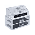 Acrylic Cosmetic Organizer with 2 Drawers & 3 Tiered Compartments, Clear Makeup Storage, Compact Vanity Organizer for...