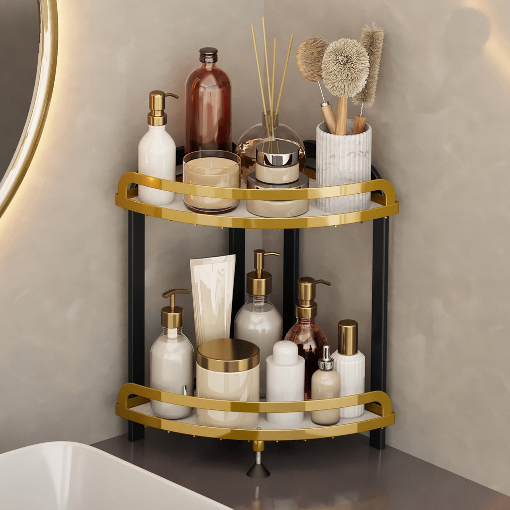 Corner Bathroom Counter Organizer Metal Bathroom Sink Organizer Countertop, Makeup Organizer for Vanity Storage Corne...