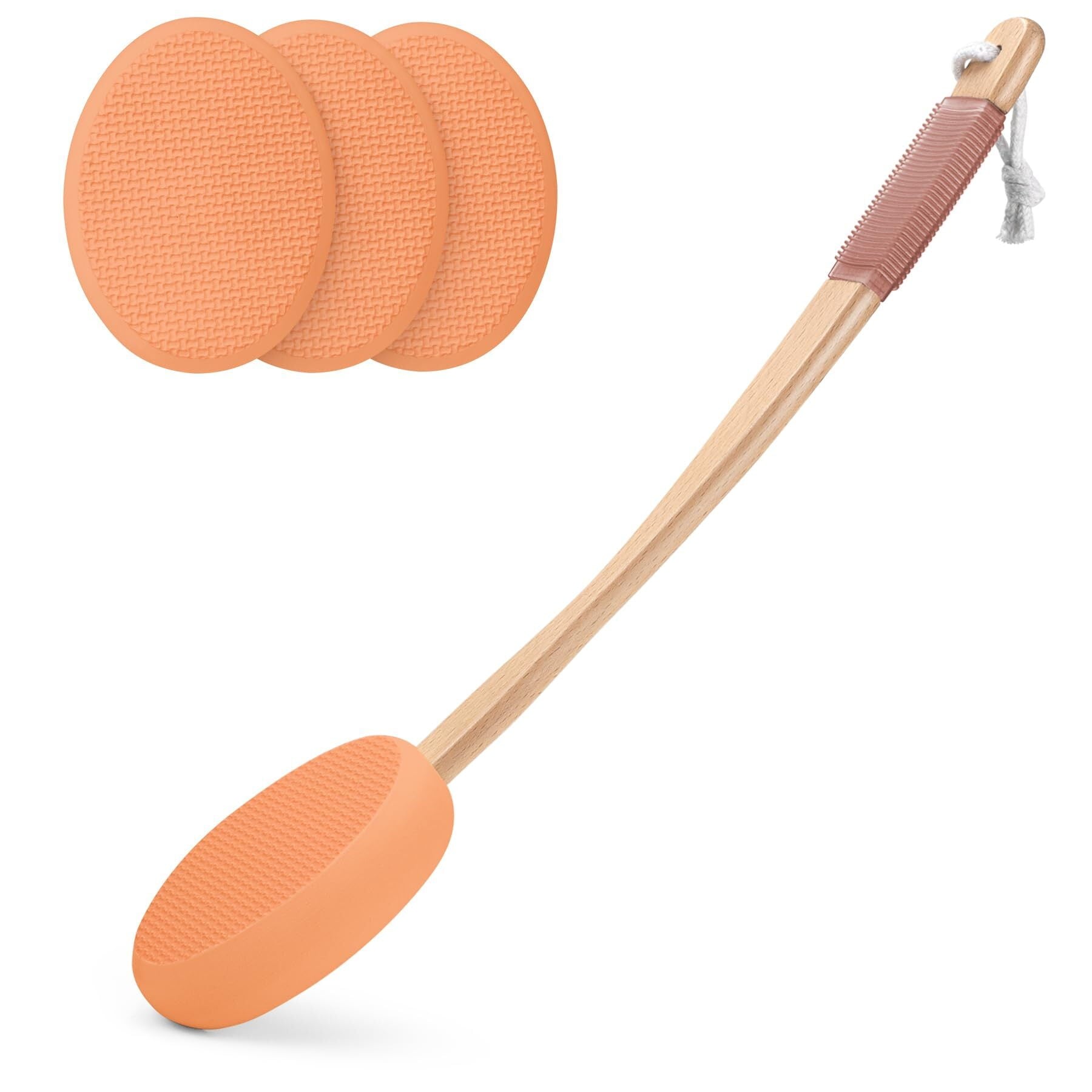 for Back, Feet, 4 Replaceable Pads with Long Handle, Back Sunscreen for Kids, Elderly, Women, Apply Cream Medicine Sk...