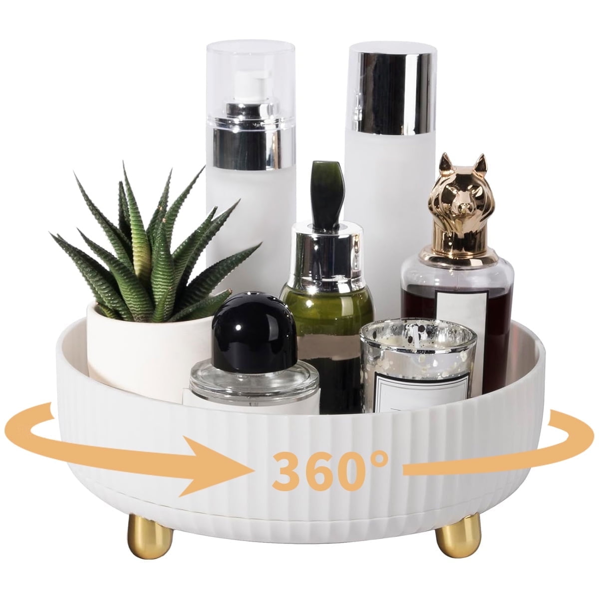 Makeup Perfume Organizer Tray 360 Degree Rotating Lazy Susan Skincare Lotion Organizer Spinning Cosmetics Storage for...