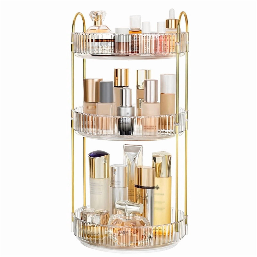 Asnews 360° Rotating Makeup Organizer, 3 Tier Adjustable Perfume Organizer for Dresser, Multi-Function Spinning Cosmetics Skincare Storage f
