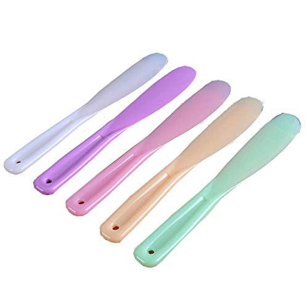 BZUEPRS 6Pcs Plastic Cosmetic Spatula Candy Color Reusable Cosmetic Mask Mixing Spoon Scoops Spatulas Stick Applicator Beauty Spa Makeup Too