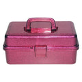 Makeup Organizer with Handle, Stackable Glitter Cosmetic Storage Box, Portable Foldable Beauty Case for Makeup Brushe...