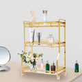 Bathroom Countertop Organizer, Gold Bathroom Vanity Counter Organizer with Small Storage Basket for Skincare Makeup P...