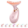 Face Neck Massager,7-in-1 LED Lights Facial Tool for Home Skincare Device,Rose Gold