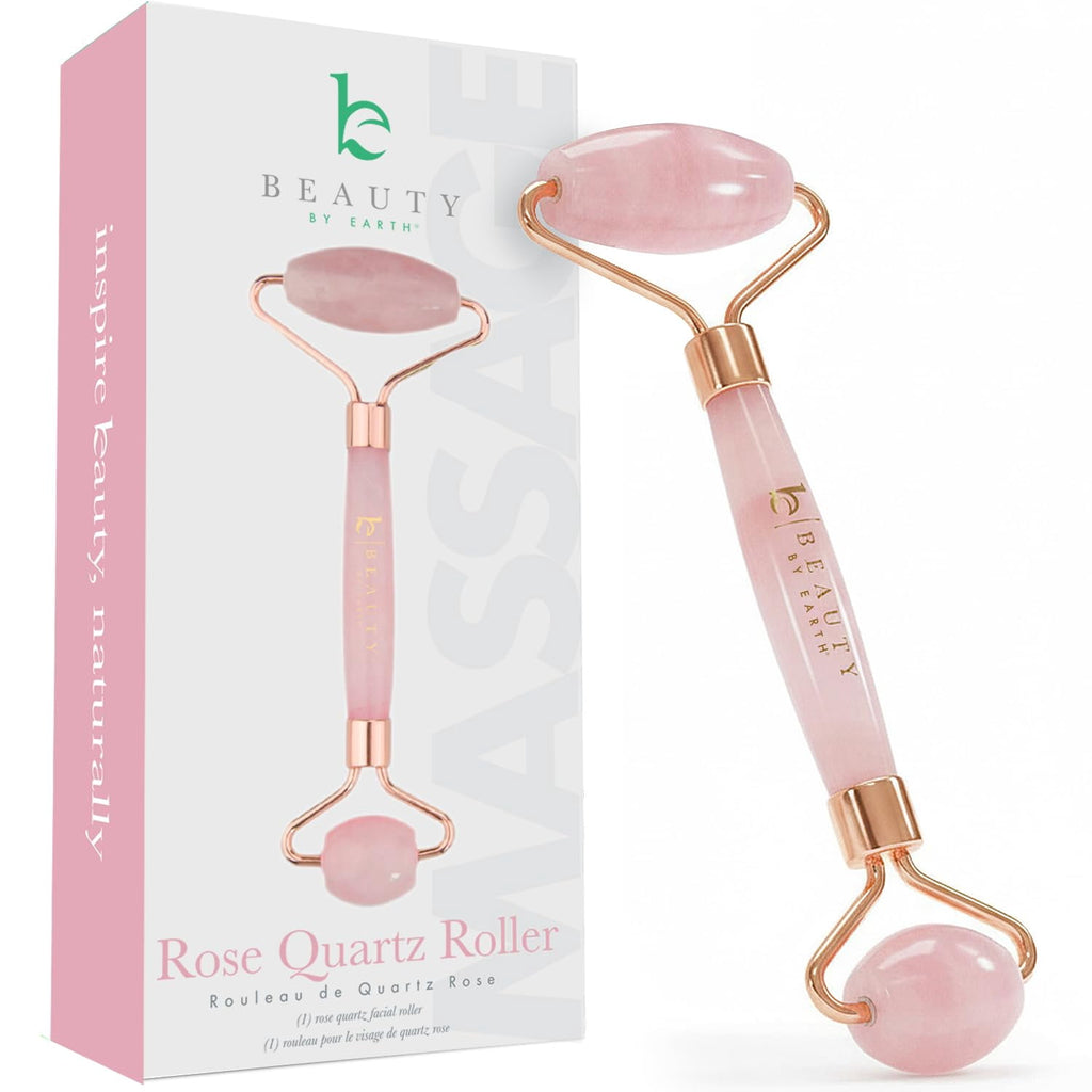 Rose Quartz Facial Roller - Best Face Roller and Skincare Tool for Facial Massage, Quality Pink Stone Face and Neck R...