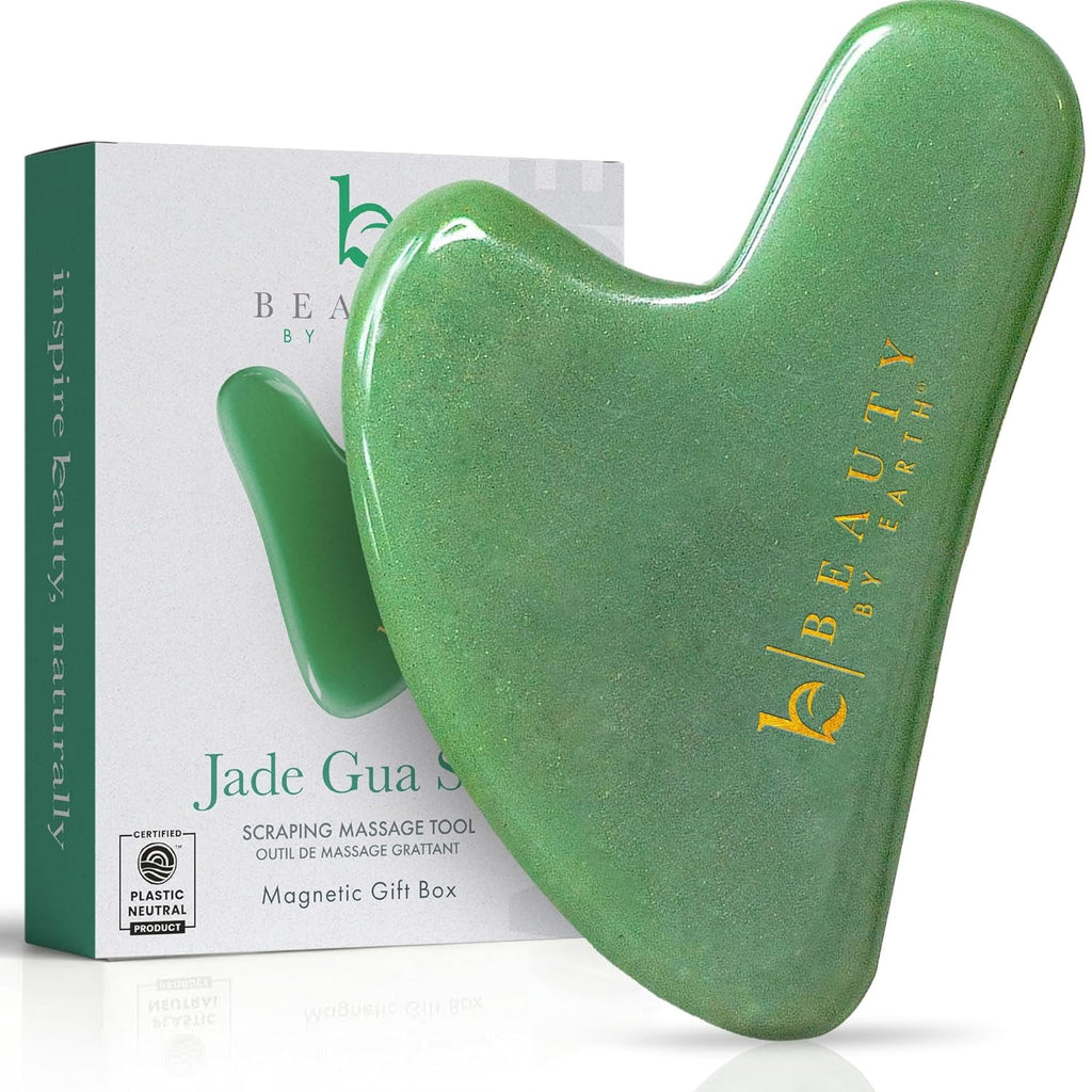 Gua Sha Tool - Jade Stone Scraping Massage Tool, Facial Massage for Lymphatic Drainage for Face, Eyes, Neck and Body