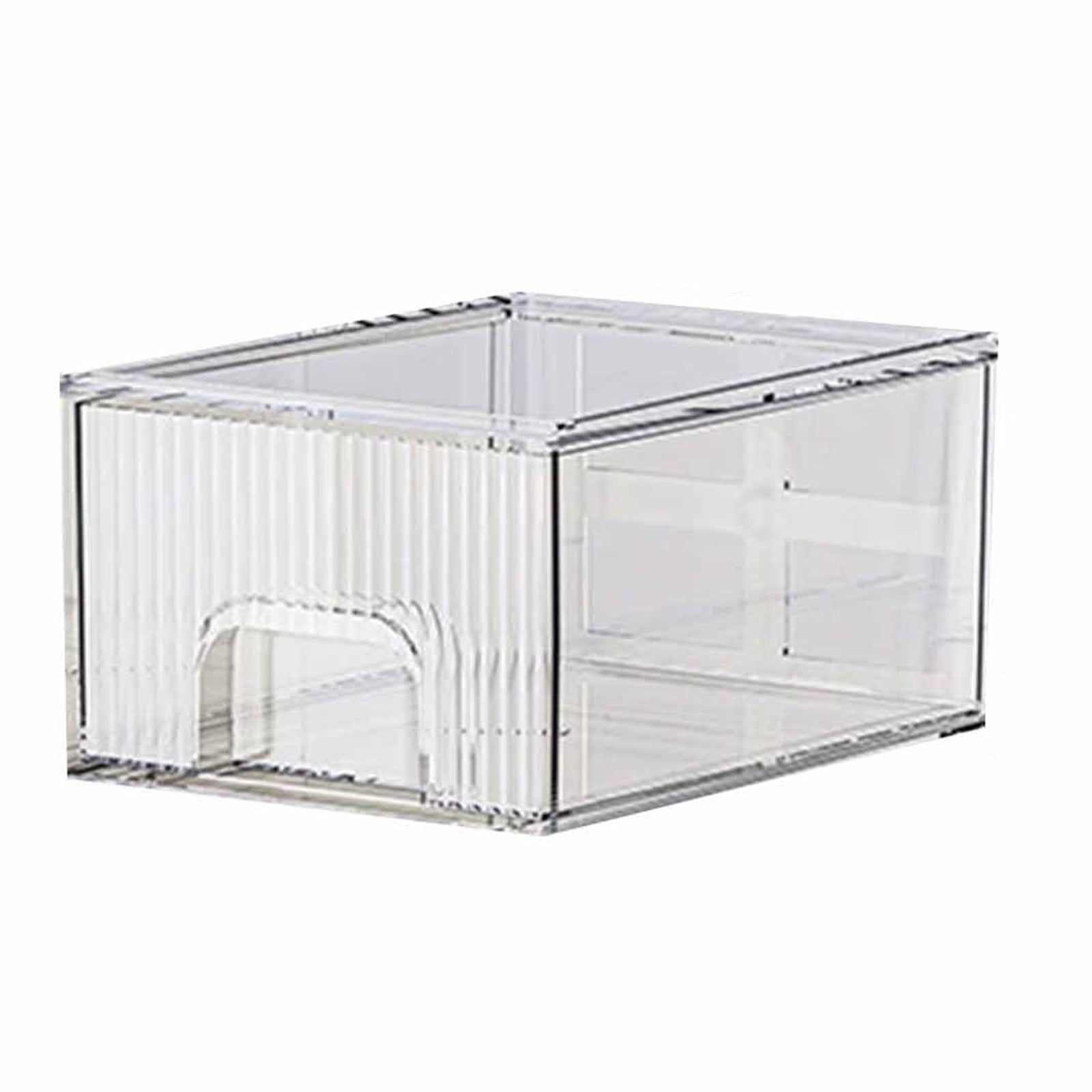 CCMAOLU Acrylic Drawer Organizer, 3-Compartment Clear Storage Drawer for Makeup, Skincare, Eyeshadow Palettes, Bottles | Stackable Vanity, D