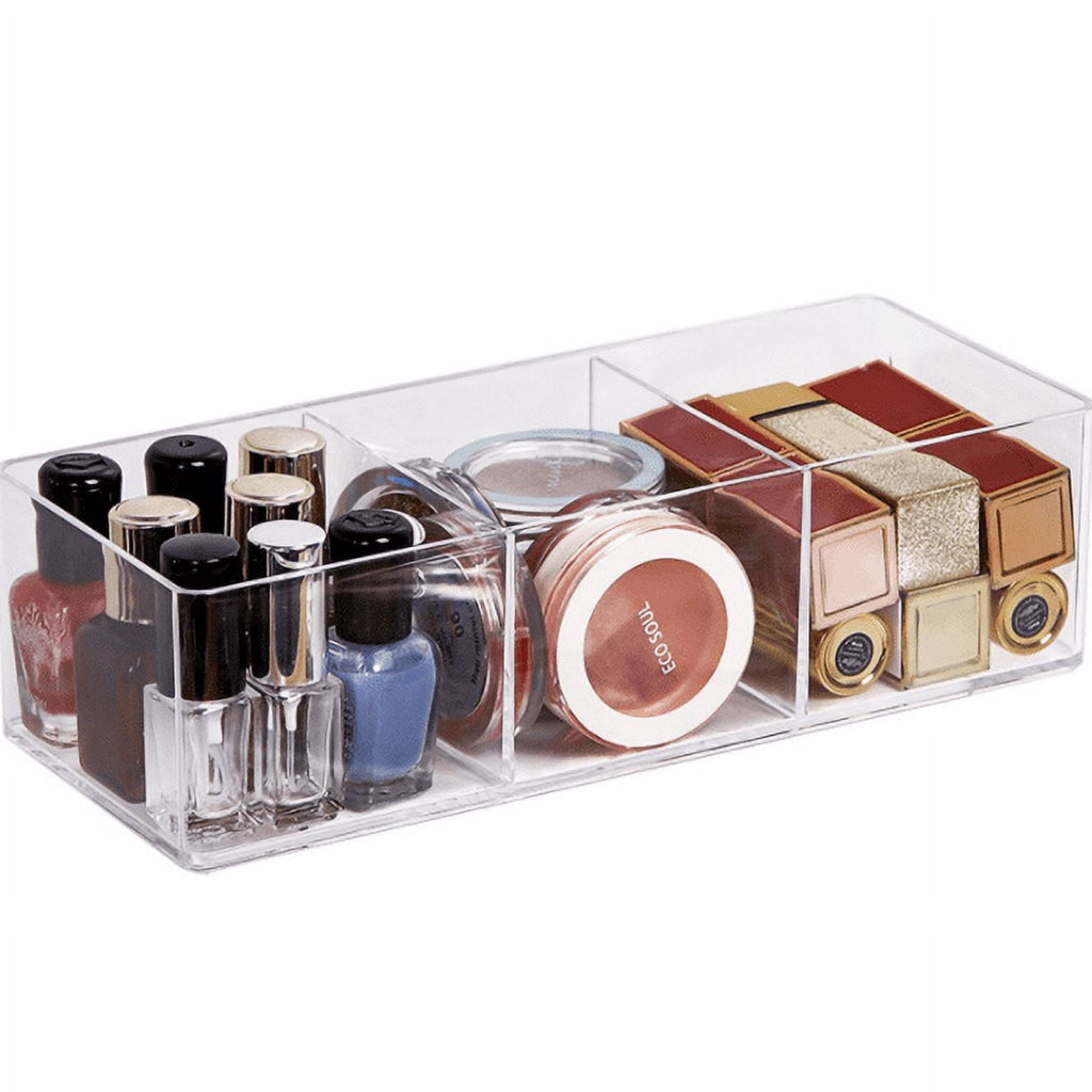 Clear Makeup Brush Holder Organizer, 3 Slot Acrylic Cosmetics Brushes Skincare Storage Organization