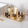 Clear Vanity Organizer, Countertop Makeup Storage Box with Ribbon Handles, Bathroom Sink Organizer for Skincare Cosme...