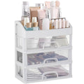 Cosmetic Organizer, Makeup Storage Box with 3 Clear Drawers, Skincare Product Organizer for Vanity, Dresser, Bedroom, Bathroom