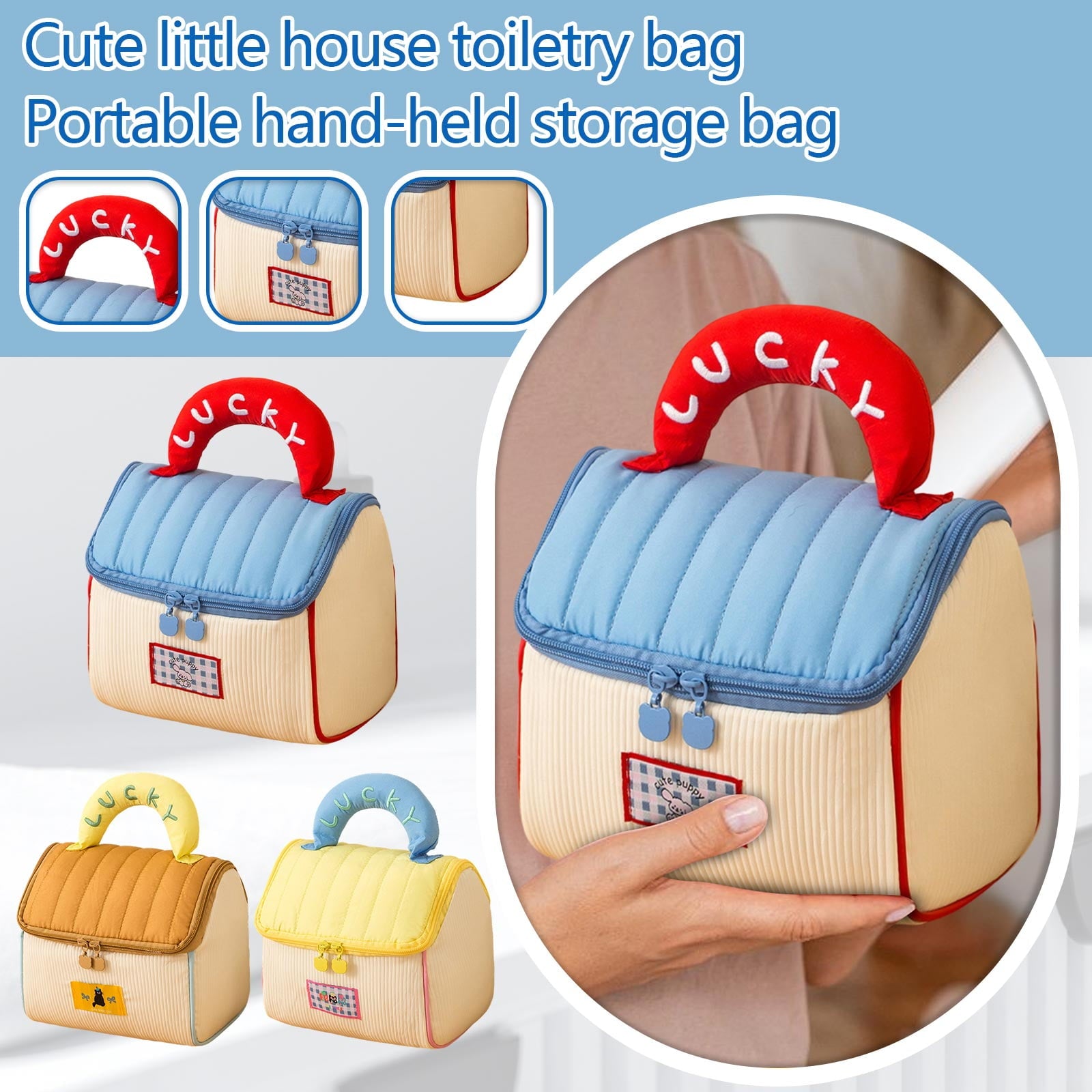 Cute Little House Brown Toiletry & Makeup Organizer - Large Capacity Portable Handheld Multi-Purpose Skincare Storage...