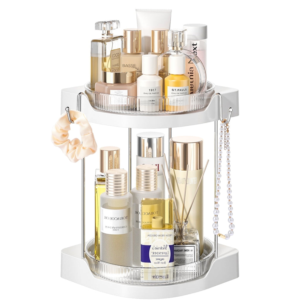 LazySpin Acrylic Rotating Makeup Organizer 2-tier, Multi-function Lazy Susan Bathroom Counter Organizer, Storage Cosmetic, Skincare, Perfume