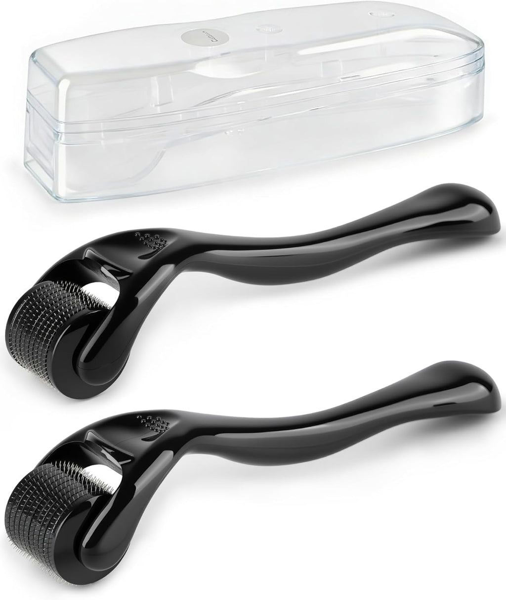 Derma Roller For Hair Growth, 2 Pack Titanium Microneedle Roller for Face, Beard & Body, Micro Needling Roller for Sk...