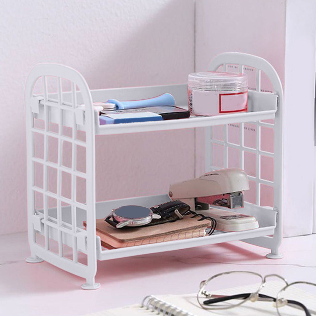 Desktop Storage Rack, Desktop Rack Cosmetic Stationery Storage Holder, 2-Tier Multifunctional Plastic Shelf Makeup Or...