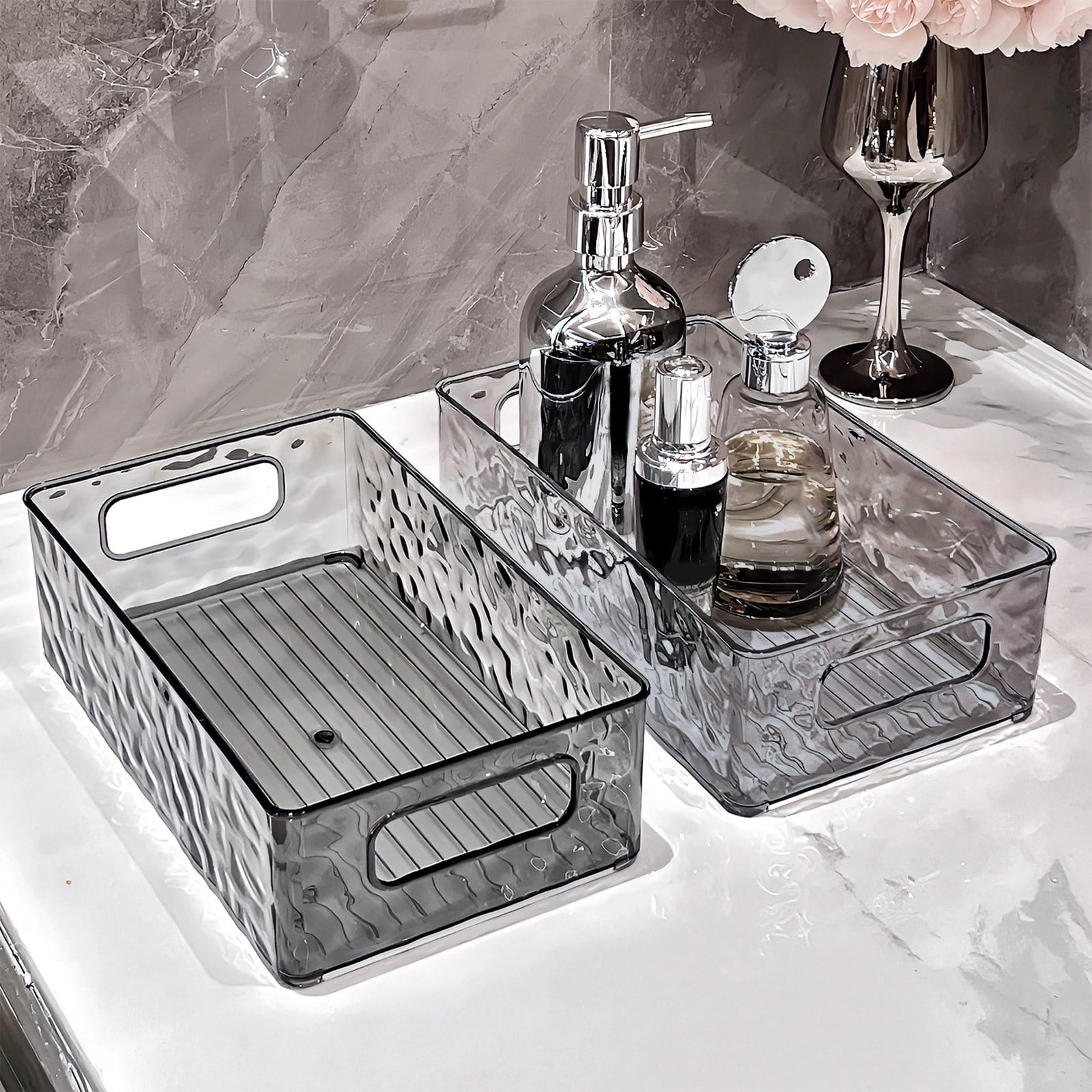 Desktop Storage box, transparent cosmetic storage, skin care dressing table storage box, Stackable Bathroom Organizer...
