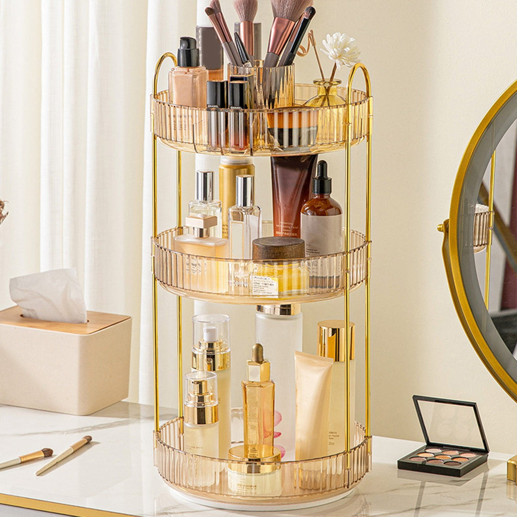 Toiletry Storage Box, Rotatable Desktop Makeup Organizer, Multi-Layer Skin Care Product Rack, Lipstick Brush Holder