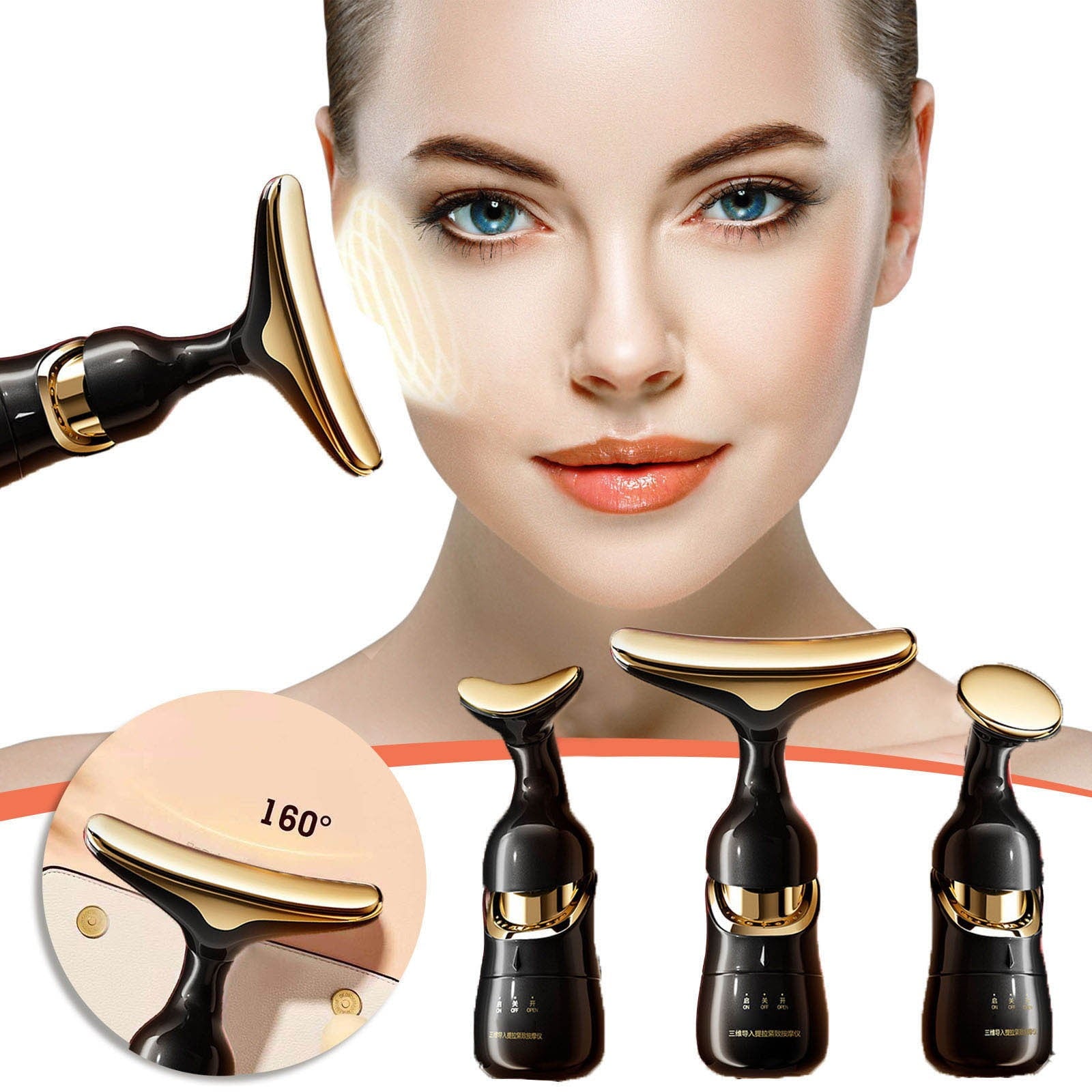 Electric Beauty Introducer, Facial Neck Eye Massager, Double Chin Removal Wrinkle Removal Tool, Neck Face Firming Skin Tightening, 3Pcs Set