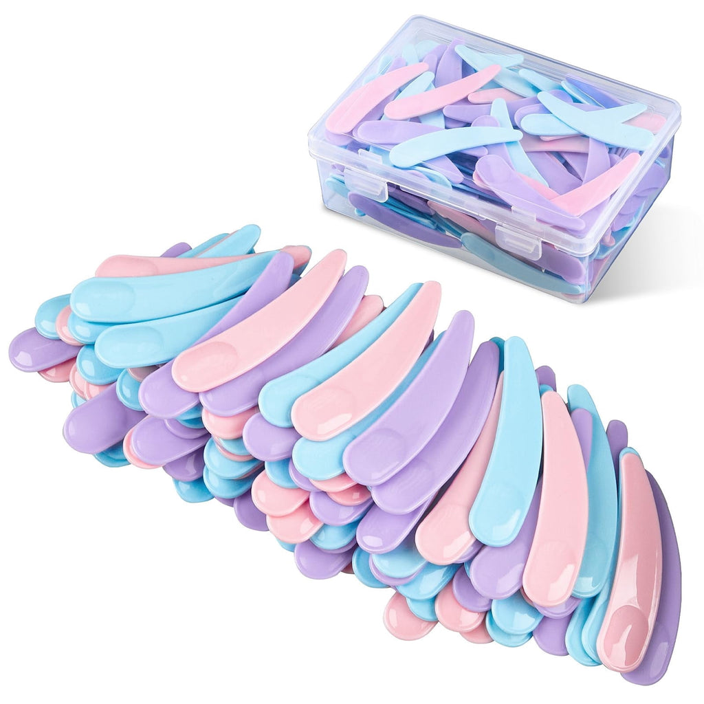 Emlimny 200 Pcs Disposable Mini Spoon for Makeup, Plastic Cosmetic Scoops Mixing Paddles for Sampling Cream, Lip Gloss, Mini Spatula for Fou