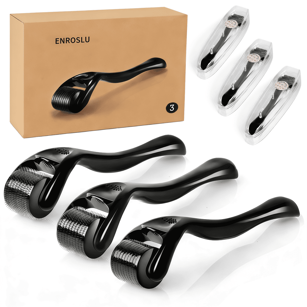 3 Pack Facial Roller Beard Roller Massage Roller Set for Face, Body, Beard & Hair Care