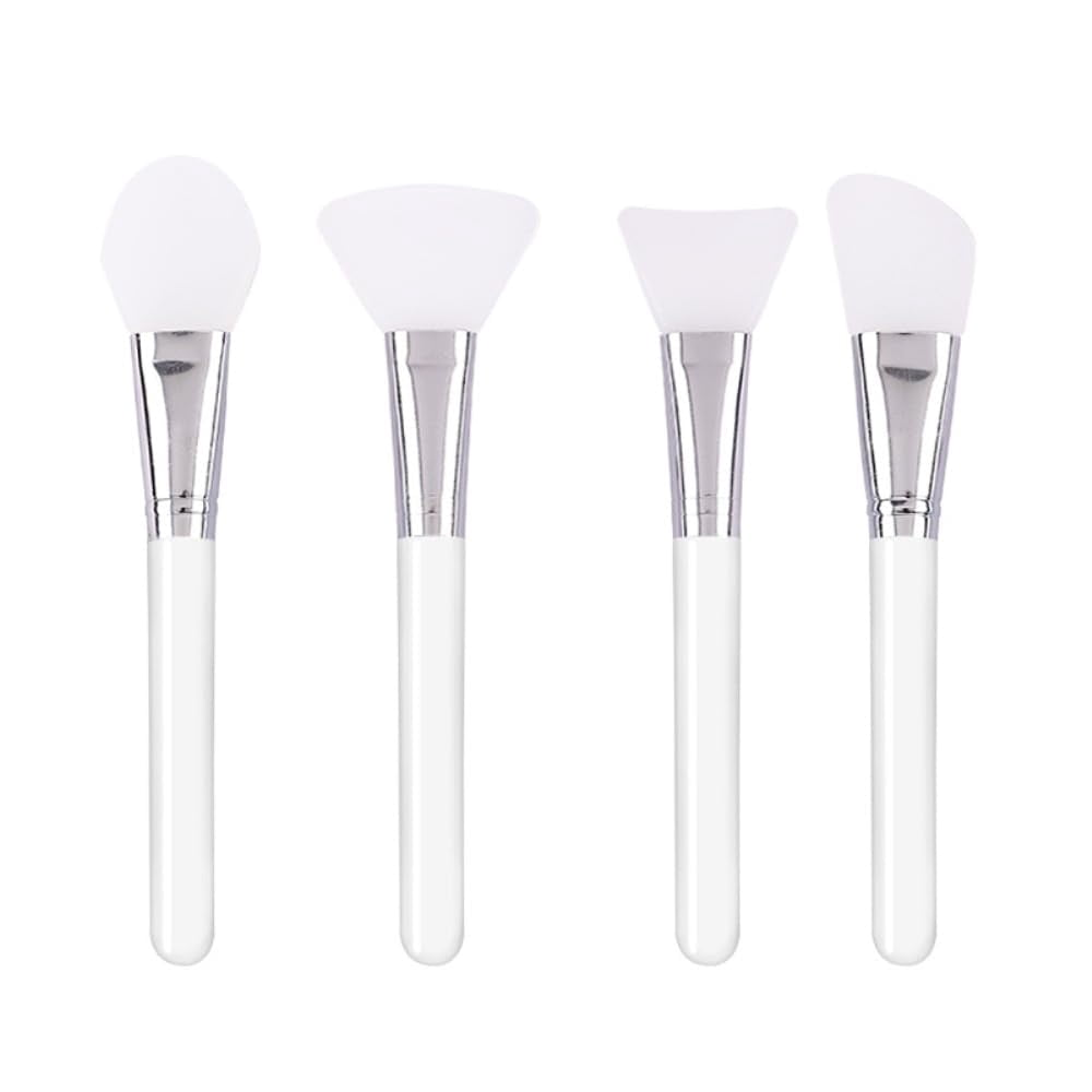 Face Mask Brush,4pcs Different Shapes Silicone Face Mask Brush Facial Mud Mask Applicator Brush Hairless Body Lotion ...
