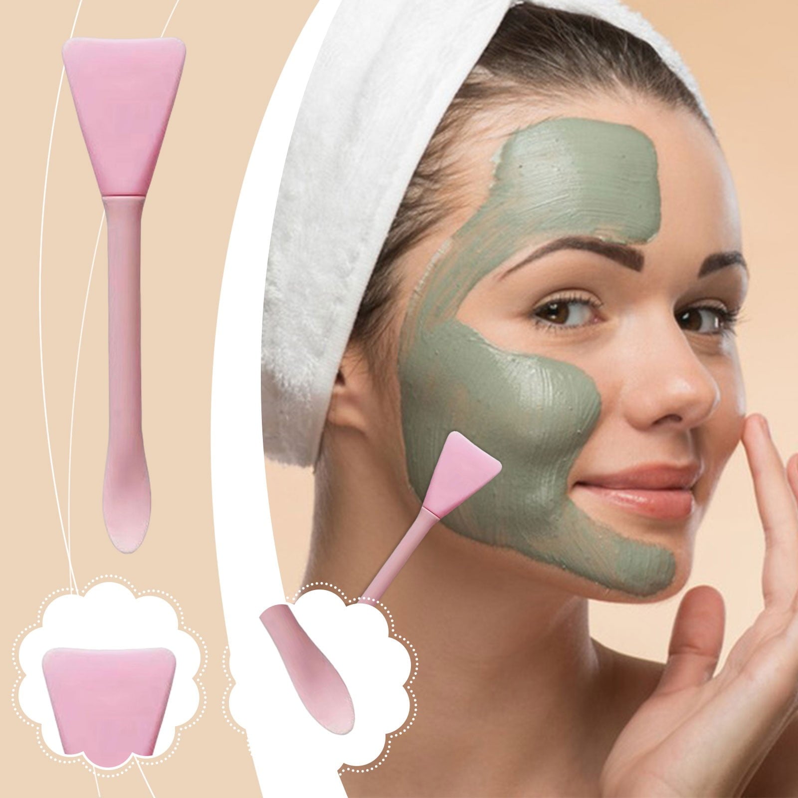 Silicone Applicator, Dual-Head with Scoop for Easy Mud Application, Two-in-One Facial Tool, Durable and Easy To Clean